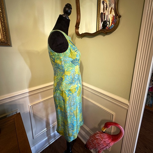 VINTAGE KASPER A.S.L. Petite SILK 2 PC SKIRT AND TOP SET TROPICAL DESIGN SIZE 2 - Picture 8 of 14